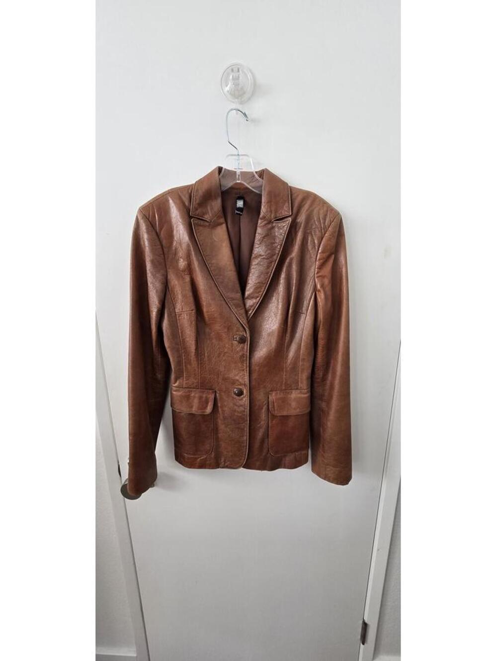 Brown Leather Blazer Jacket for Women
